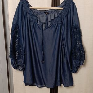 Unique Spectrum Blue Blouse Chic Top